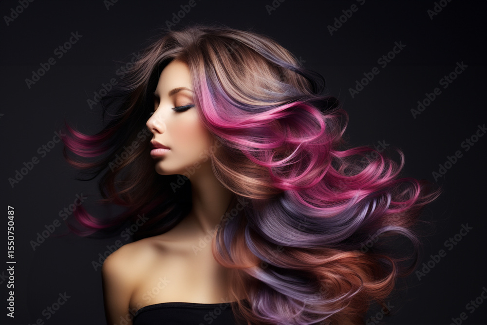 Fototapeta premium generative ai,염색, 헤어 광고, 모델, 머리카락