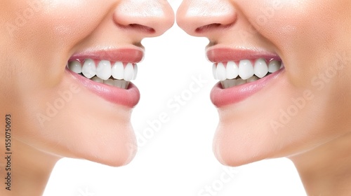 Healthy Women’s Teeth and Dentist’s Mouth Mirrors – a clear and professional dental visual. The image highlights dental health and the use of dentist’s tools in oral care.