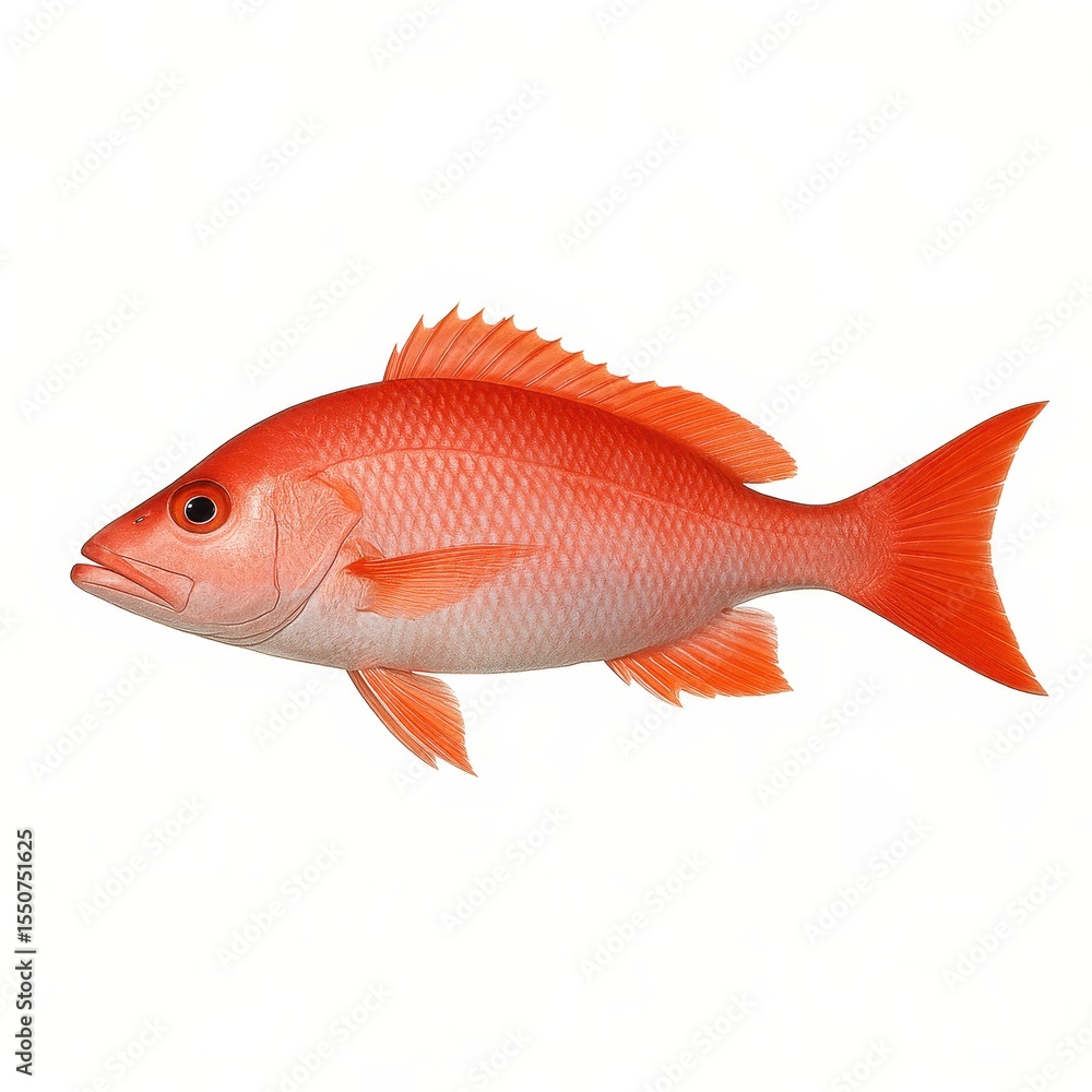 Obraz premium Vibrant red snapper fish isolated on white background