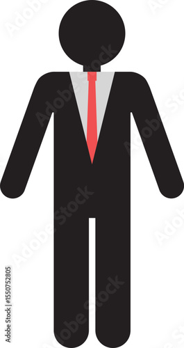 Male figure standing in a formal posture wearing a suit representing a corporate role.
