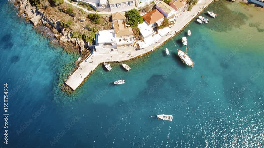 custom made wallpaper toronto digitalTop down view of boats at dock in Assos harbor Kefalonia Greece in summer day