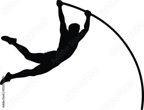 Pole Vault Athlete Silhouette Vector Design in Action