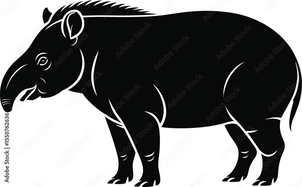 Obraz premium Tapir Silhouette Vector Art & Illustrations