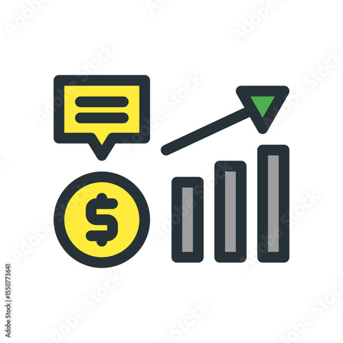 qualitative financial research. This is a vector single icon with a filled outline style. Suitable for any purpose, such as website design, mobile app design, logo design, pattern design, etc.	