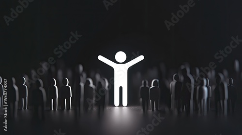 A single illuminated figure amidst a crowd (1)