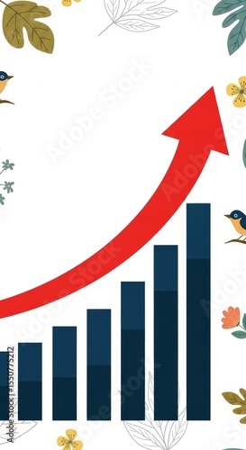 Growth Chart Upward Trend, Progress, Success, Business, and Development