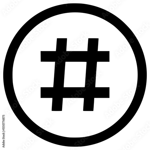 Unique vector design featuring a bold hash symbol inside a circle