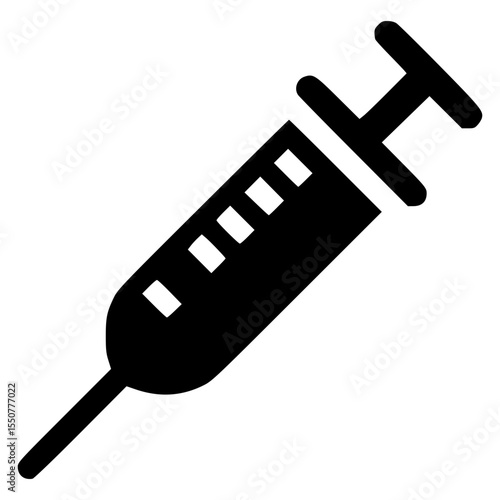 Classic black vector illustration of a syringe for medical use
