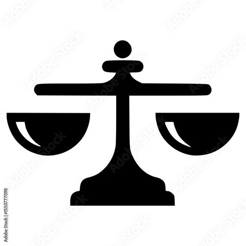 Concept of balance represented by a vector scale in black color