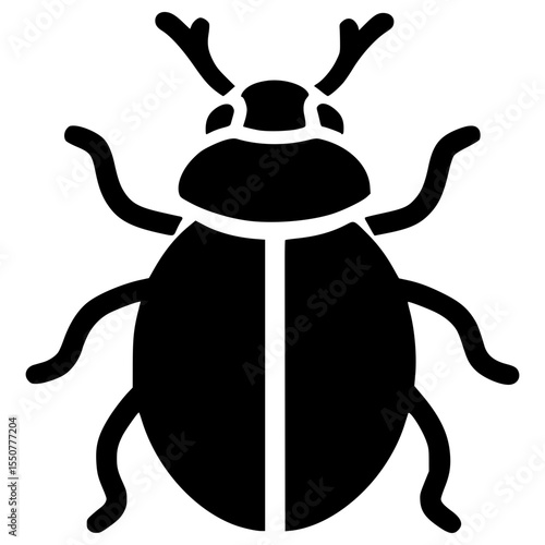 Detailed vector illustration of a black beetle with friendly features
