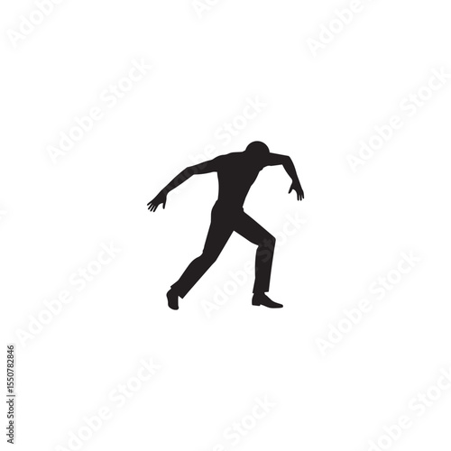 Vector art of silhouette of a man in a low, crouching position, suggesting stealth or observation, isolated on white background