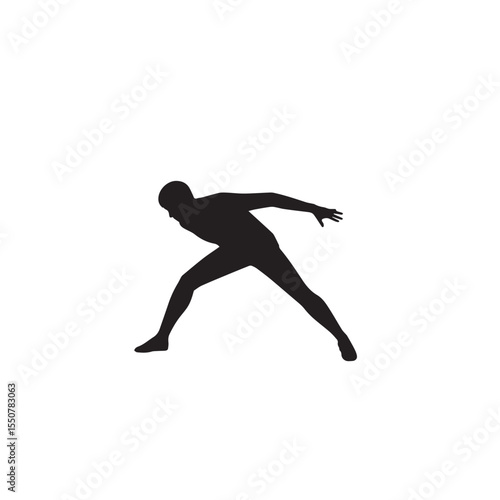 Vector art of silhouette of a man in a low, crouching position, suggesting stealth or observation, isolated on white background