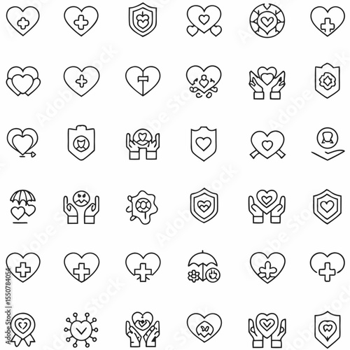 set of icons of hearts