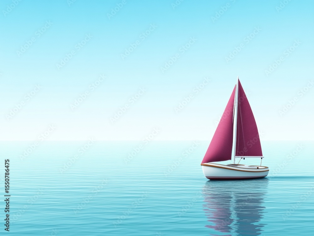 Fototapeta premium Calm sailboat on tranquil sea