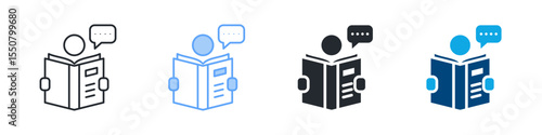 Story Telling Icon Set Multiple Style. Designed In Outline, Blue, Glyph, Dual Tone