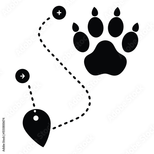 Biologist element isolated animal tracking chart on white background