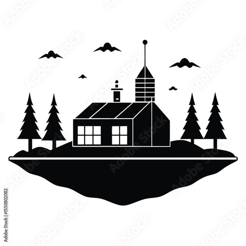 Biologist element isolated ecological research station on white back