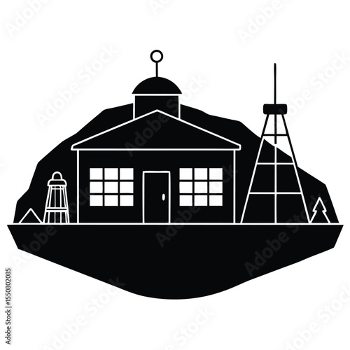 Biologist element isolated ecological research station on white back