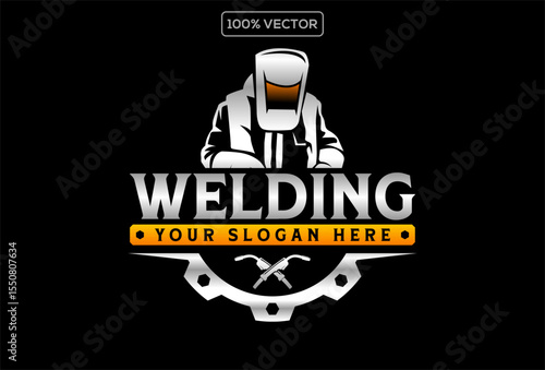 welding welder service logo emblem badge illustration vector design template