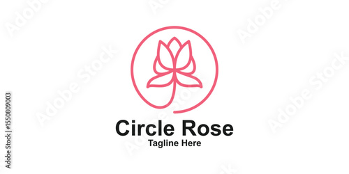 rose and circle line romance glower luxury,design symbol creative,elegant.