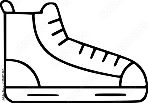 Simple hand-drawn ice skate line art clip art.