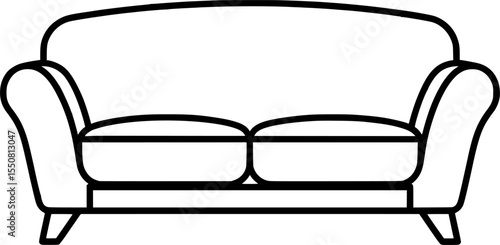 Simple hand-drawn couch or sofa line art clip art.