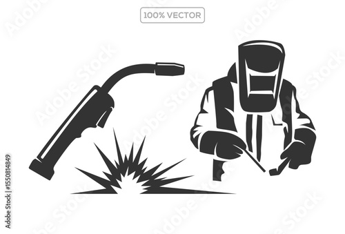 welding logo vector illustration, welding tool logo template design