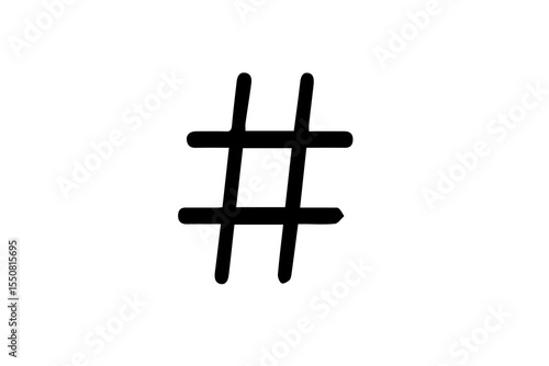 The image is a solid black hash symbol, also known as a pound sign or number sign. It consists of two parallel horizontal strokes crossed by two parallel vertical strokes