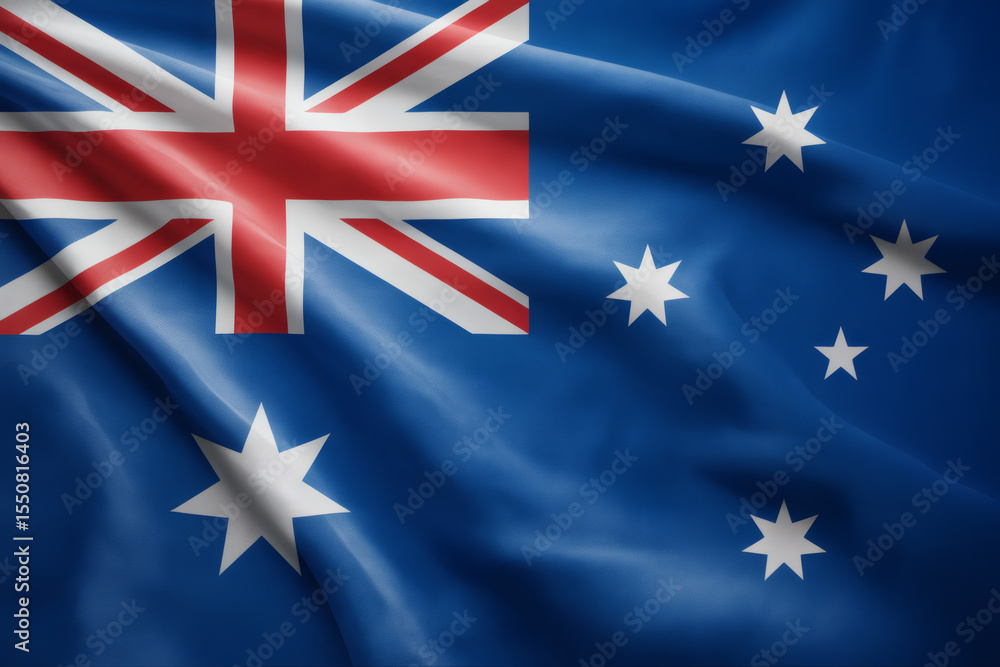 Fototapeta premium Waving Australian Flag Background, A Stunning Image of the Australian National Flag