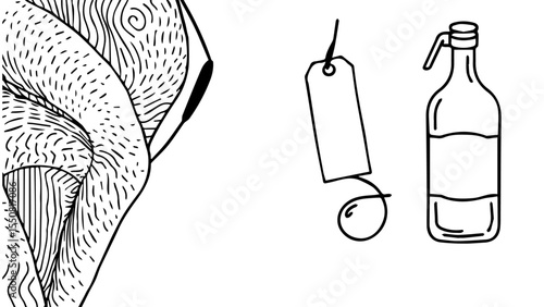 organic textile, eco dye, recycled threads, natural colon icon, sustainable garment, ethical wear vector, black outline textile, fabric reuse, slow fashion process, rec vector illustration of a pencil