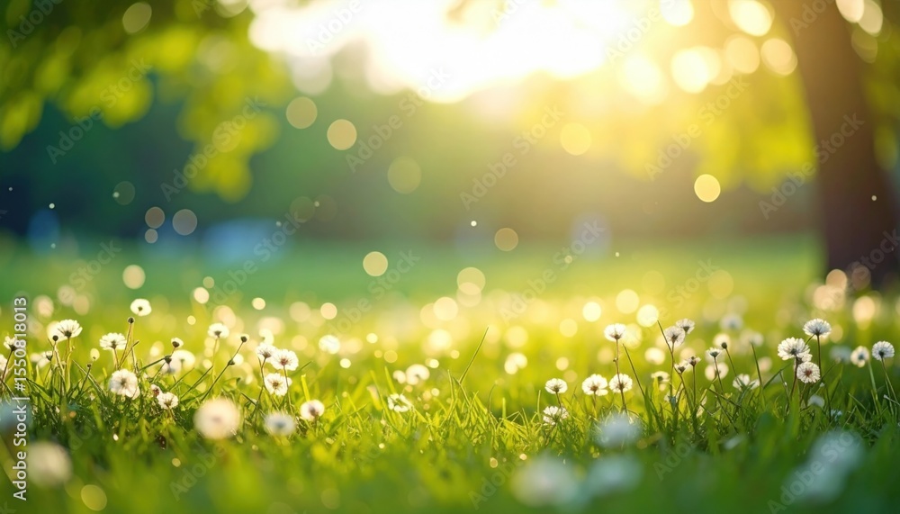 Obraz premium Basking in the golden glow of summer dandelions blooming in a serene park nature photography tranquil environment close-up view