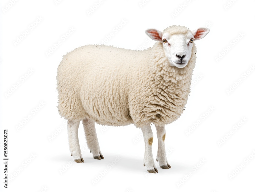 Fototapeta premium Sheep standing straight on white background