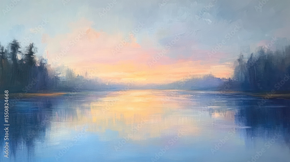 Fototapeta premium Peaceful sunrise over a lake
