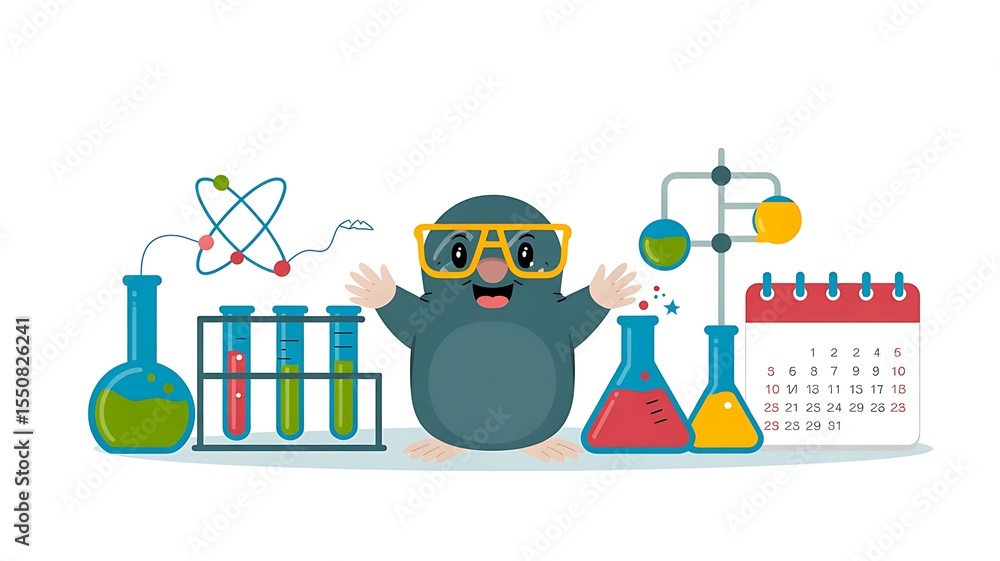 Fototapeta premium Mole Day Laboratory Scene with Chemistry Tools