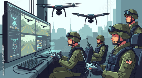 Military Drone Operation Real-Time Surveillance and Control
