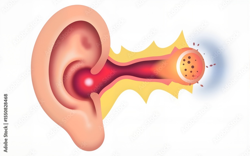 © wu - Ear infection color icon. Acute ear pain sign. Otitis symptom. Respiratory viral and bacterial infection. Serious complications. Hearing loss. Isolated vector illustration. High quality © wu - Ear infection color icon. Acute ear pain sign. Otitis symptom. Respiratory viral and bacterial infection. Serious complications. Hearing loss. Isolated vector illustration. High quality