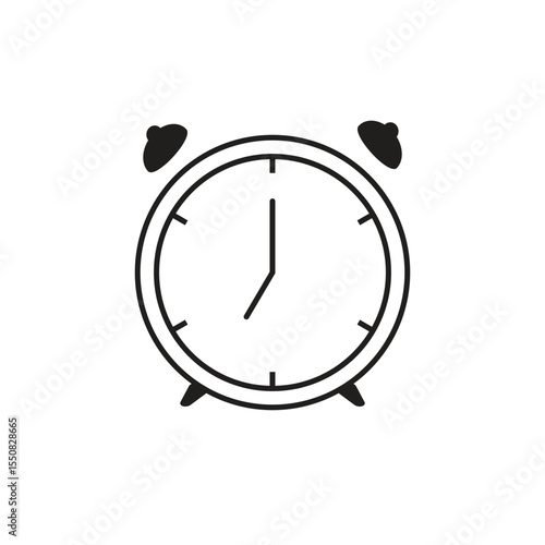 Alarm Clock Icon - Minimalist Simple Retro Black and White 