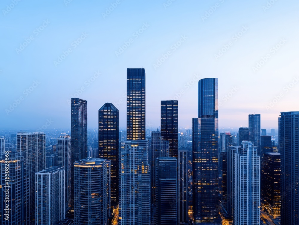 Obraz premium Modern city skyline at dawn (1)