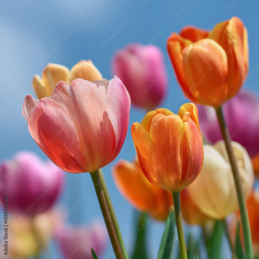 Fototapeta premium red and yellow tulips