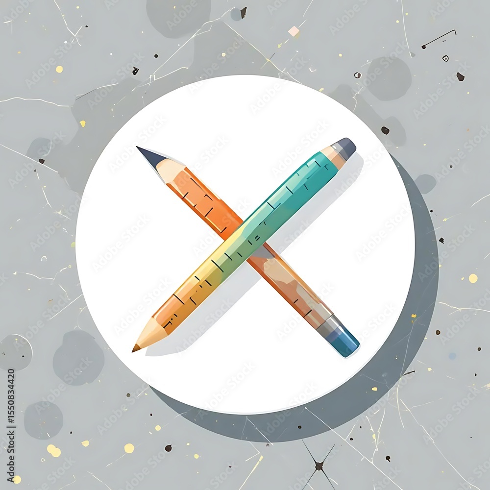 Naklejka premium Crossed Pencils Orange Teal on Gray Background Artistic Still Life