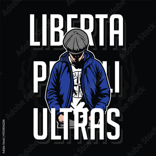 vector illustration of a man ultras with a suitcase