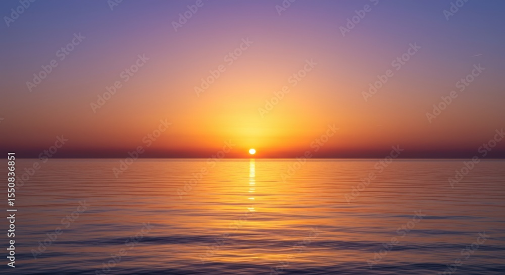 Fototapeta premium Serene Sunset over Calm Ocean Waters