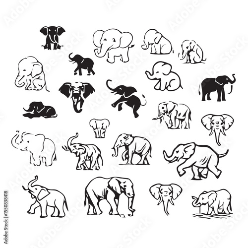 elephant_group_vector_image