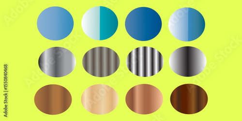 Design a series of gradient styles. with color samples on the worksheet