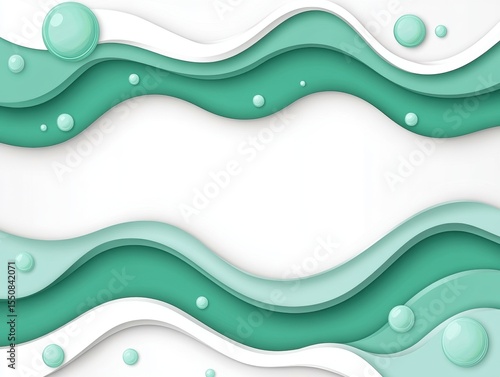 Abstract wavy background with mint green and white