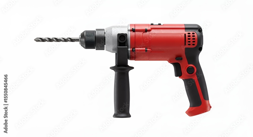 Red power drill isolated on white background Red power drill isolated on white background