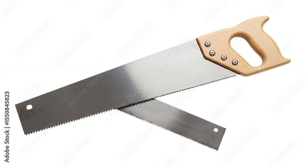 Two angled metal saws on white background Two angled metal saws on white background