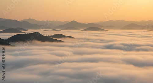 Wallpaper Mural Mountain Peaks Emerging from Sea of Fog at Sunrise Torontodigital.ca