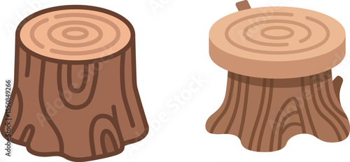 Tree Stump Illustration showing two different styles of cut wood