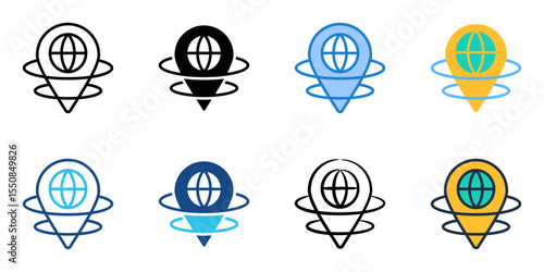 Geospatial Technology icon set multiple style collection 
